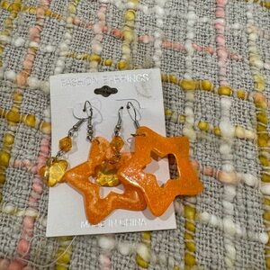 Orange Star Earrings